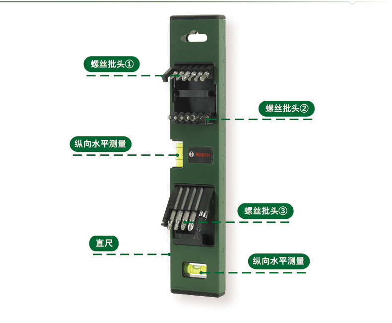 Phụ kiện dụng cụ điện chính hãng của Bosch Bộ thước đo ba trong một đa chức năng Bộ 17 miếng có đầu tuốc nơ vít - Thiết bị & dụng cụ