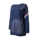 Xiaoxijia Sports Retro College Wind Điều chỉnh Hem dài tay áo thun Thời trang Casual Loose chắp vá áo thun - Áo phông thể thao