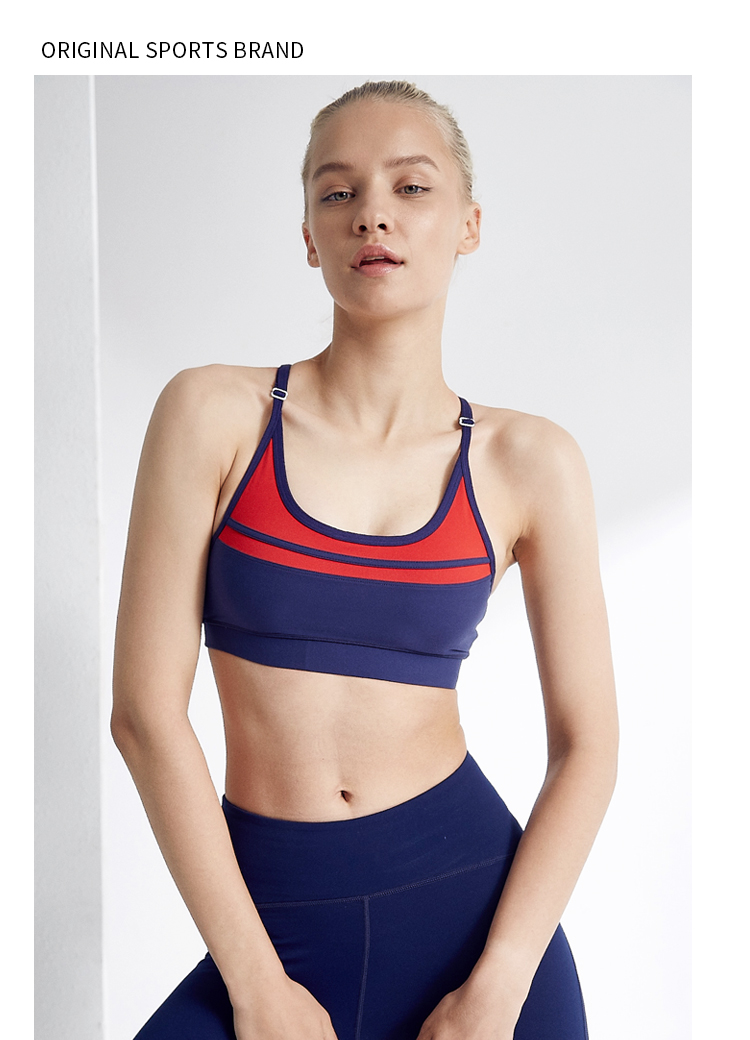 Xiaoxi home gymna gốc retro tương phản màu khâu thể thao bra bra dây đeo đồ lót yoga thoáng khí nhanh khô chạy - Đồ lót thể thao áo ngực thể thao nike