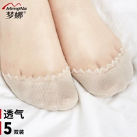 Vớ mít tất ngắn của phụ nữ cotton đáy chống móc lụa siêu mỏng vô hình chống mòn ống mùa xuân và mùa thu mùa hè màu đen thịt - Vớ hàng tuần tất cổ ngắn