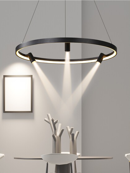 Modern Chandelier Ring Dining Room Lamp Living Room Lamp Creative Simple Designer with Spotlight Office Clothing Store Lighting