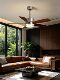 Retro Wood Grain Color Living Room Ceiling Fan Light, Household Dining Room Integrated Fan Light, Vintage Style Silent Inverter Fan Light