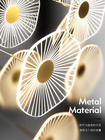 Light Luxury Creative Restaurant Chandelier Modern Minimalist Led Office Front Desk Lamp with Spotlight Long Strip Lotus Leaf Bar Lamp