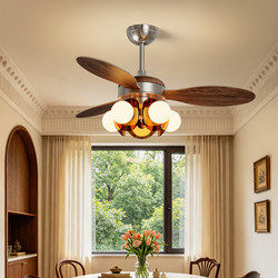 Medieval Style Restaurant Ceiling Fan Light, American Retro Wood Grain Color Fan Light, 2026 New Model, Integrated Fan Chandelier for Living Room