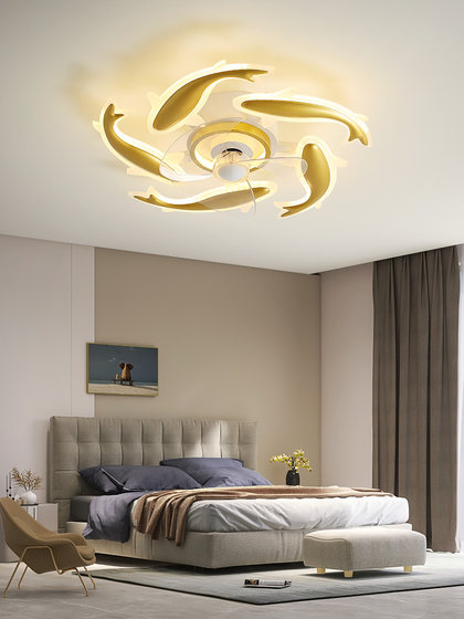 Fan Light, Creative Fish-Shaped Bedroom Room Ceiling Light, Home Dining Room Light, Invisible Silent Ultra-Thin Integrated Led Light
