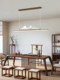 New Chinese-Style Landscape Restaurant Light, Linear Pendant Light, Modern Minimalist Mid-Century Walnut Color Tea Room Dining Table Lighting