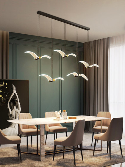 Light Luxury Creative Restaurant Chandelier Modern Minimalist Led Office Front Desk Lamp with Spotlight Long Strip Lotus Leaf Bar Lamp