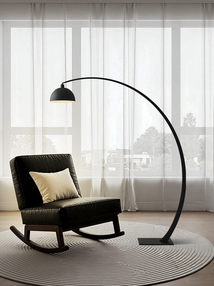 Designer Living Room Floor Lamp Next to Sofa and Coffee Table, Modern Minimalist High-End Eye-Protection Bedroom Study Atmosphere Fishing Lamp