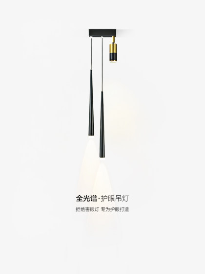 Bedroom Bedside Small Pendant Light with Spotlight, Modern Minimalist Light Luxury Single-Head Nordic Minimalist Bar Room Long-Line Pendant Light