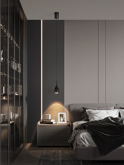 Bedroom Bedside Small Pendant Lamp, Modern Simple Light Luxury, Atmospheric Bar Table Lamp, Nordic Background Wall Adjustable Pendant Light