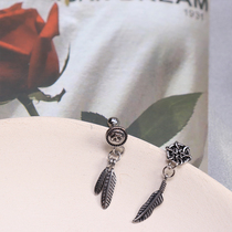 South Korea titanium steel Do Old Crow earrings spiral earrings Tide people ear bone screws screw screws for men and women Japanese and Korean earrings