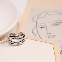 South Korea 925 sterling silver retro multi-layer wide ring female ins tide retro old ring ring female cold wind niche