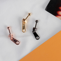 Korean titanium steel spoof zipper lock pendant screw ear bone nail fun handsome tide ear bone nail single price