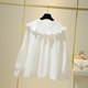 Large size women's loose and thin long-sleeved tops 2022 autumn new fat MM ruffled doll collar shirt tide