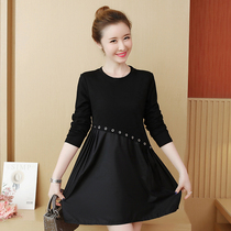 Sugar large size womens clothing 2021 autumn new fat sister loose age reduction long-sleeved waist cover-up dress