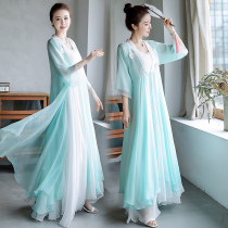 Plus size womens clothing 2023 summer new Chinese style retro Hanfu collar suspenders three-dimensional embroidery three-quarter sleeves long skirt