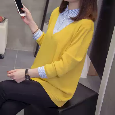 Large size women's 2021 New 200 Jin fat sister belly bottoming knitwear women Spring and Autumn loose pullover sweater