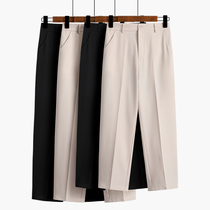 Autumn black suit pants womens loose straight spring and summer small eight-point trousers high waist hanging nine-point cigarette tube pants