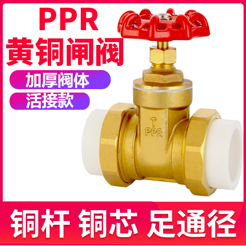 PPR brass gate valve Water pipe table front PPR valve double-head live copper ball valve Hot melt pipe 4 points 6 points 1 inch