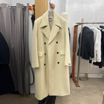 Dongdaemun korean style loose double breasted woolen coat for women