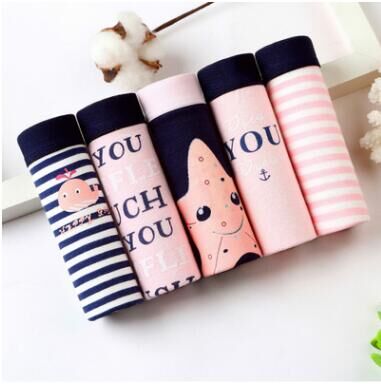 5 womens đồ lót womens cotton 100nữ sinh trung học bông cao vải eo thấp hộp quà dễ thương tam giác sdowner đáy