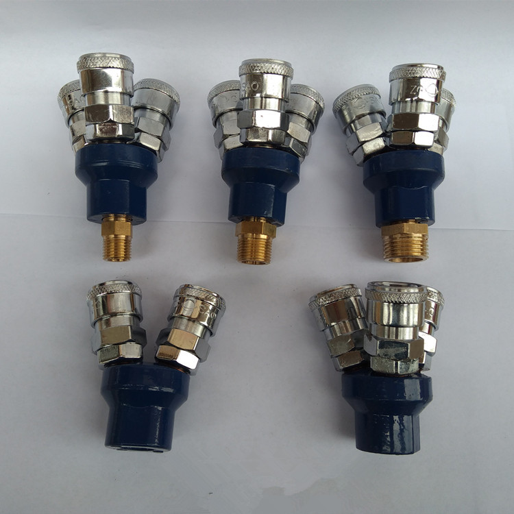 Windpipe tripods head round two-pass pneumatic quick joint SMY air pump air compressor connector three-way three-plug triage