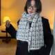 2024 New Black and White Plaid Knitted Scarf for Women, Winter Korean Style, Versatile, Student Couple Neck Warmer, Trendy for Men