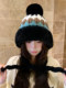 2025 New Knitted Plush Ball Hat Women's Autumn and Winter Thickened Coldproof Ear Protection Warm Baotou Lei Feng Hat Trendy
