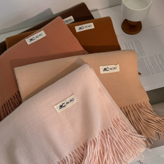 2025 New Chinese Red Solid Color Scarf for Women, Autumn and Winter Scarf and Shawl Dual-Use, Couple's Warm Tassel Scarf for Men