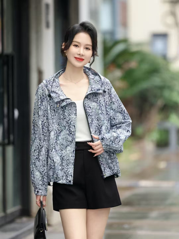 2026 Spring/Summer European Casual Versatile Hooded Paisley Sun-Protective Breathable Jacket Thin Coat Versatile Loose Outerwear