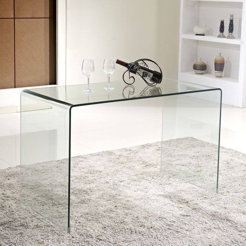 Glass computer desk explosion-proof steel pen electric desk bench plus high share office area extremely simple wind full transparent white glass table