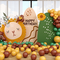 Cartoon lion baby 100-day feast decoration net red forest animal birthday party layout balloon background board