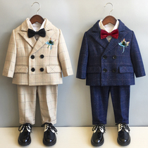 children's small suit boys spring autumn 2022 flower suit three piece British style baby year dress