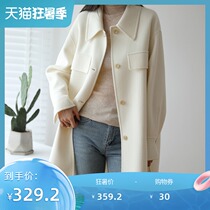 (Off-season clearance 40% off only 359 2 yuan)Medium and long double-sided coat womens small wool coat D372