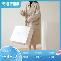 2019 autumn and winter new double-sided cashmere-free coat long horn buckle coat womens long wool coat D356