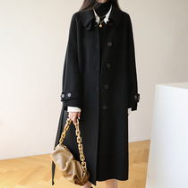 Double-sided wool coat women 2021 autumn and winter New Hepburn style Korean version of woolen tweed long woolen coat