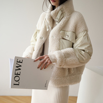 Autumn and winter New cashmere lamb wool coat womens short casual short coat small fur coat women D523