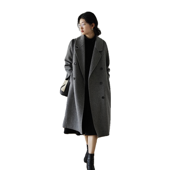 嘉茱莉2025秋冬新款羊毛双面呢大衣外套女高级感长款宽松羊毛大衣