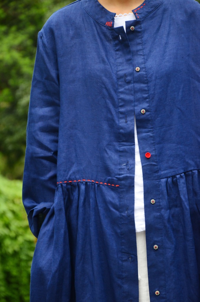 Đầu mùa thu mỏng retro gió quốc gia màu loose linen áo gió phần dài bông áo khoác áo phụ nữ áo khoác nữ hot trend 2021