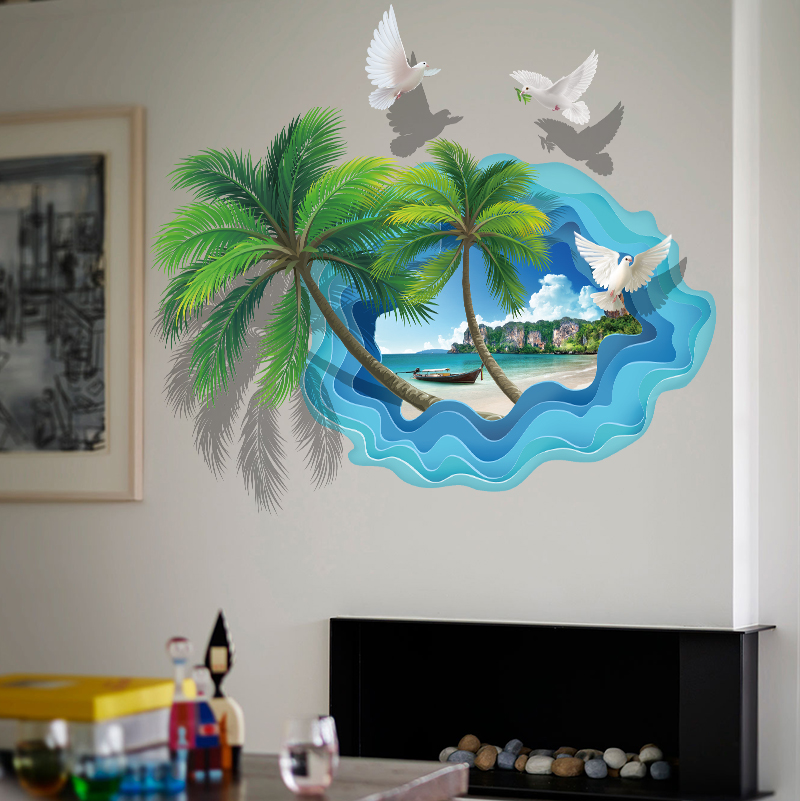 Personality 3D Solid Wall Sticker Sticker drawing Living room sofa Background wall Decorative Bathroom Glass Waterproof Wallpaper Self-Adhesive