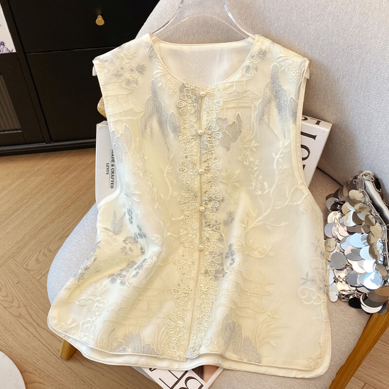 Summer Lightweight Vest Jacket, New Chinese Style Sleeveless Improved Hanfu, Young Style Vest for Women