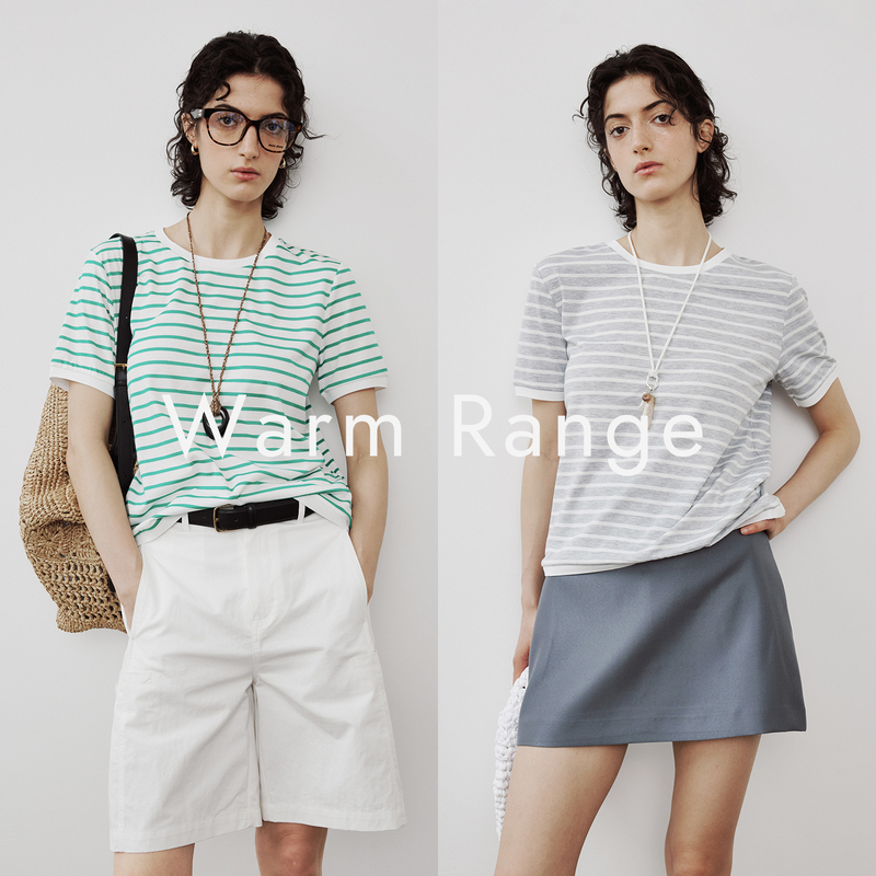 Warm Range Letter Print Striped T-Shirt 2025 Summer Round Neck Loose Simple Basic Stretch Short Sleeve Warm Range Letter Print Striped T-Shirt 2025 Summer Round Neck Loose Simple Basic Stretch Short Sleeve