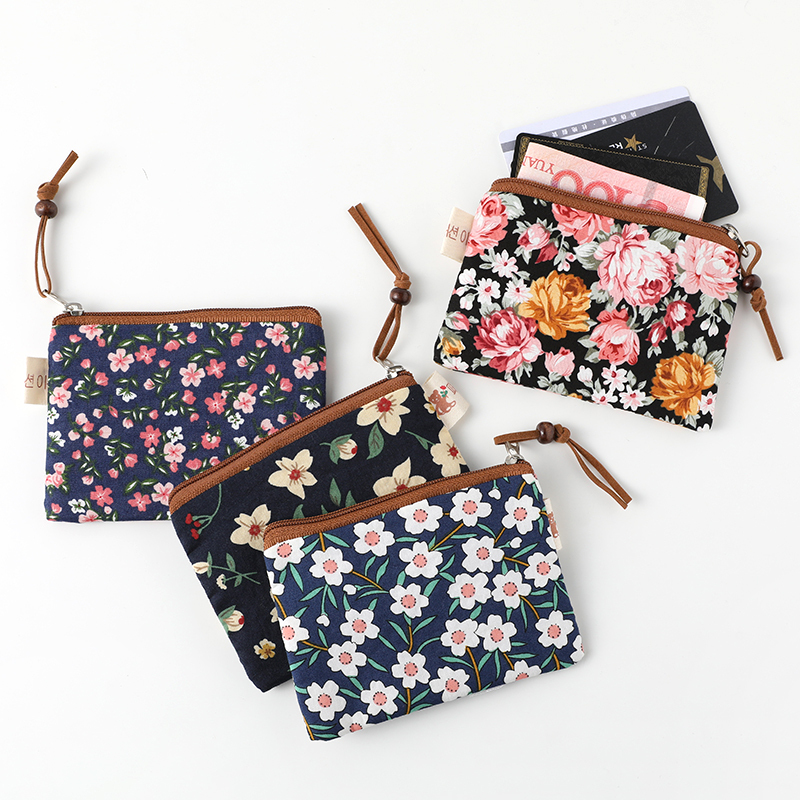 Pocket Small Bag, Small Floral Cotton Fabric Coin Purse for Women, Middle-Aged and Elderly Mothers and Grandmothers, Mini Coin Purse