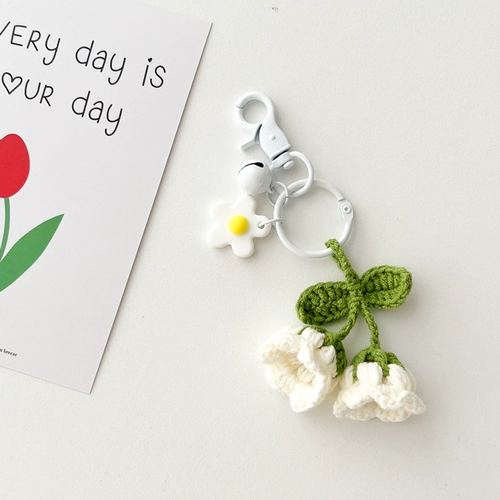 Плетеный брелок ручной работы, крючок для вязания, кролик, аксессуар с аксессуарами, в цветочек
