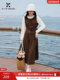 Xiangying French stitching dress women's winter 2025 new lace lace long-sleeved commuting mid-length-length-length-length-length-length-fake skirt two-piece fake