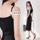 Xiangying ສີດໍາ suspender dress ສໍາລັບແມ່ຍິງ 2024 summer ຮູບແບບໃຫມ່ temperament skirt slimming ຂ້າງ slit skirt