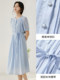 Xiangying blue Lyocell Tencel dress women's summer 2025 new style Eurowind giant good-looking shirt round neck skirt