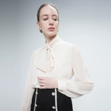 季候风 Весенняя шифоновая рубашка с бантиком, коллекция 2021, свободный крой