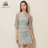 季候风 Кружевной короткий мегафон, платье с рукавами, облегающий крой