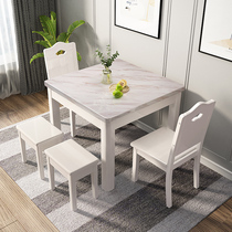 Marble dining table modern minimalist surface light luxury countertop home small apartment square table desktop white solid wood square
